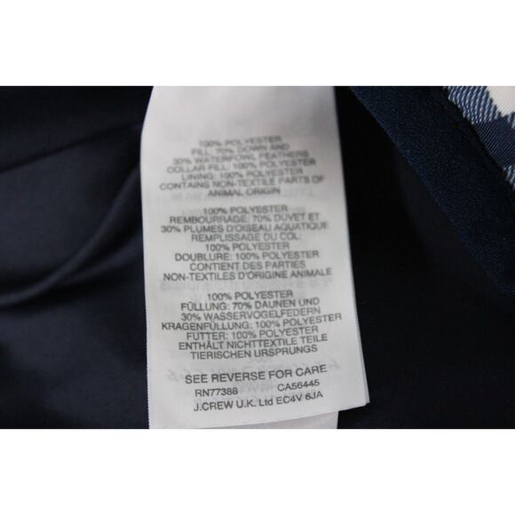 J. Crew Vest Down Puffer Womens Navy White Full Zip Plaid Gingham Feather Medium - Picture 5 of 10